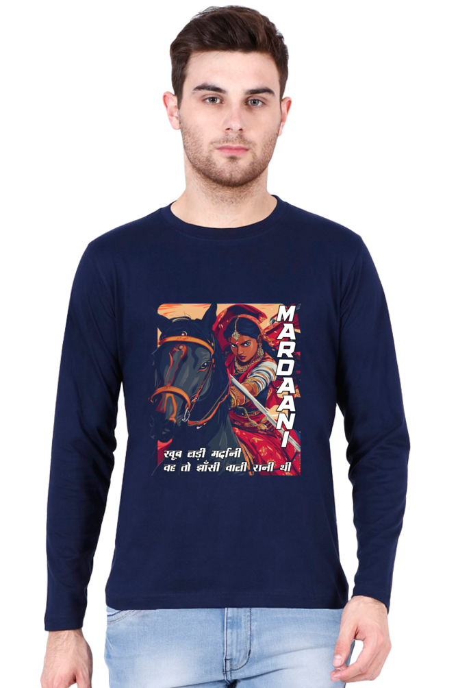 Lakshmi Bai Fierce Defender Round Neck Full Sleeve T-Shirts for Men Vastrdhamm