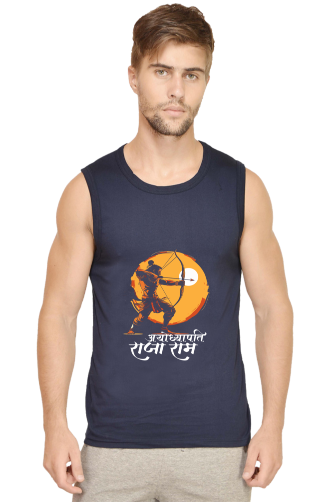 Ram Ji Bhakti Round Neck Sleeveless T-Shirts  for Men Vastrdhamm