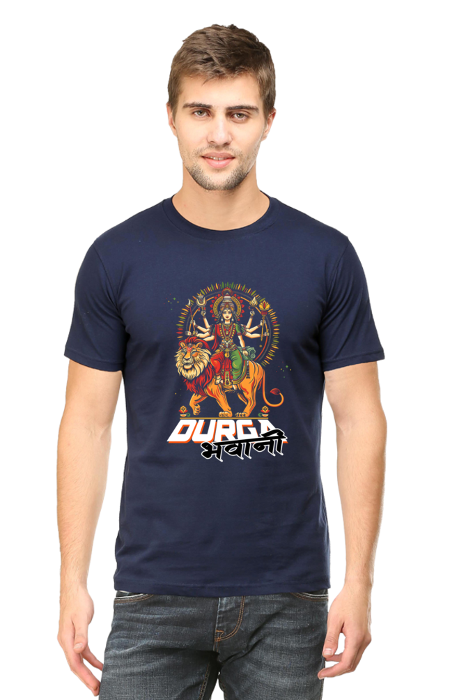 Durga Protector Round Neck Half Sleeve Classic T-Shirts for Men Vastrdhamm