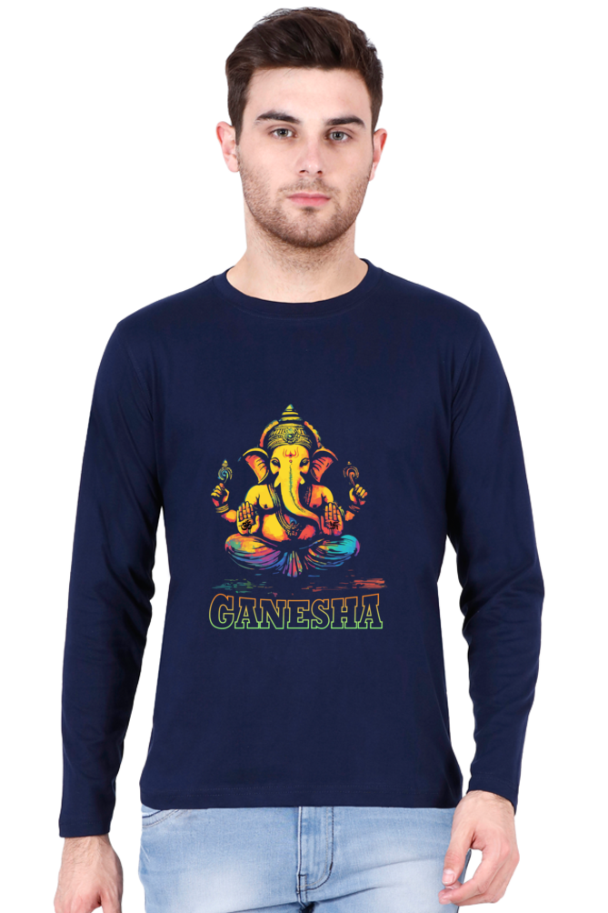 Jai Ganesha Power Round Neck Full Sleeve T-Shirts for Men Vastrdhamm