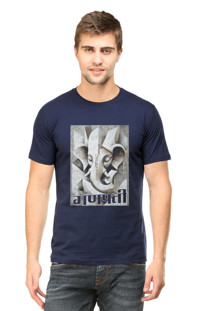 Ganesha Protector Round Neck Half Sleeve Classic T-Shirts for Men Vastrdhamm