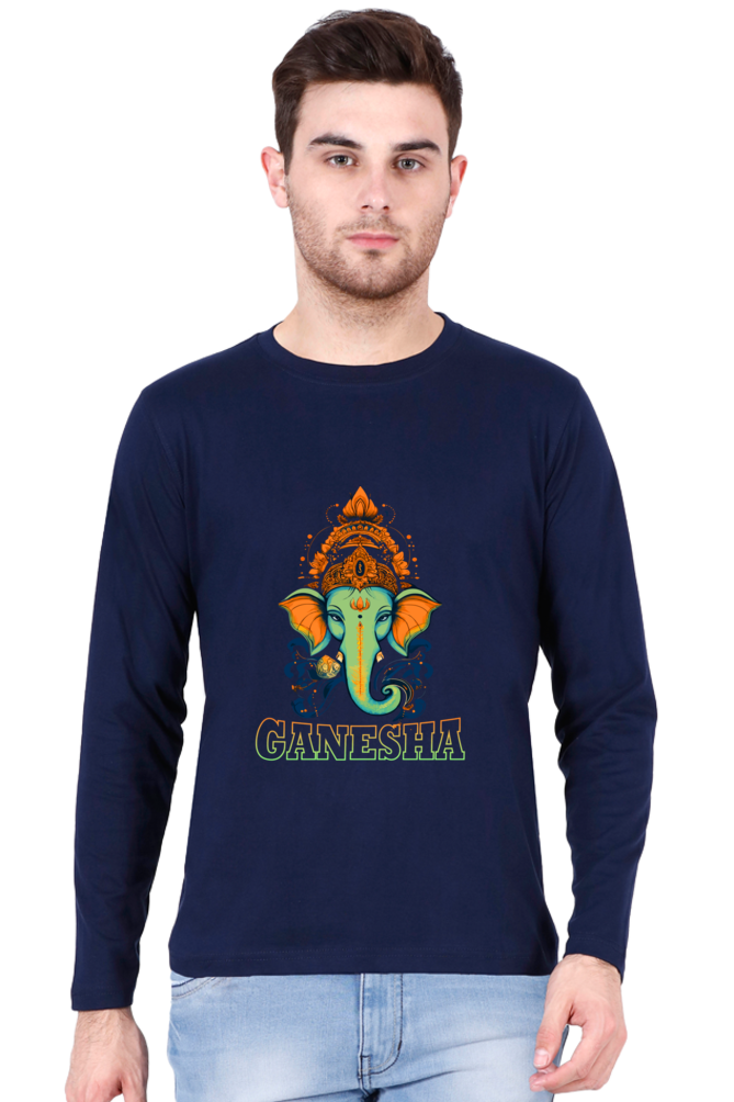 Jai Ganesha Glory Round Neck Full Sleeve T-Shirts for Men Vastrdhamm