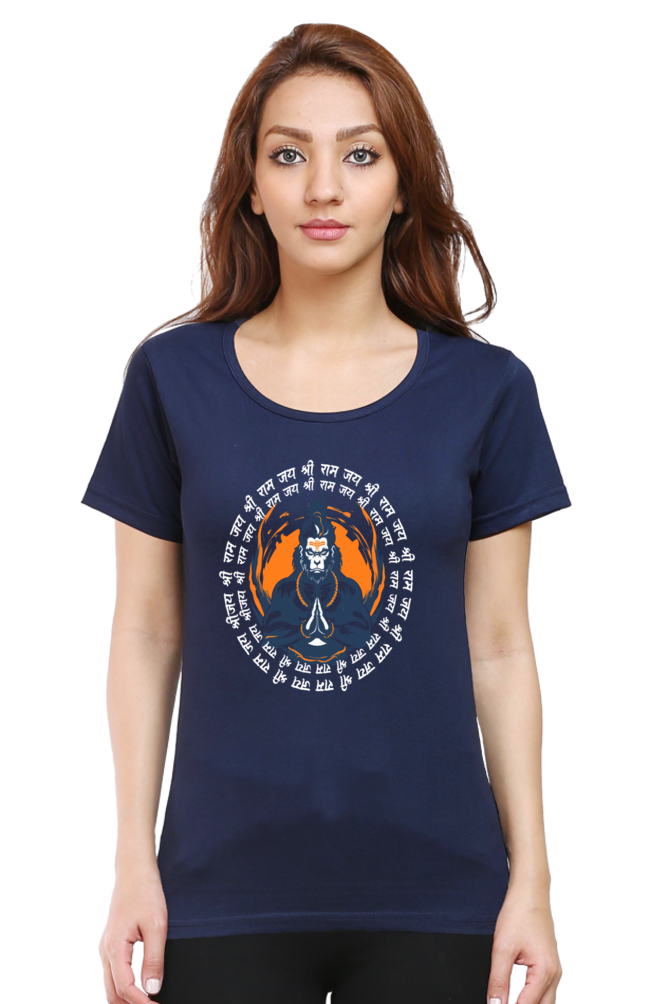 Hanuman Courage Round Neck Half Sleeve Classic T-Shirts for Women Vastrdhamm