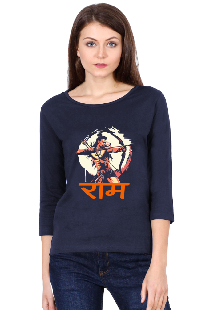 Ram Ji Divine Grace Round Neck Full Sleeve T-Shirts for Women Vastrdhamm