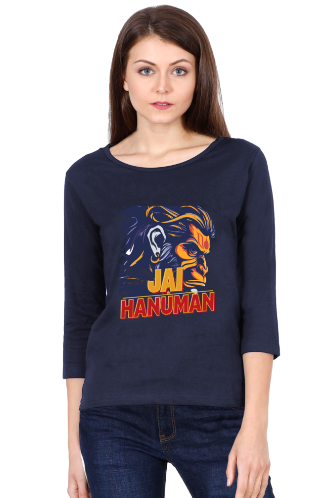 Hanuman Heroic StrengthRound Neck Full Sleeve T-Shirts for Women Vastrdhamm