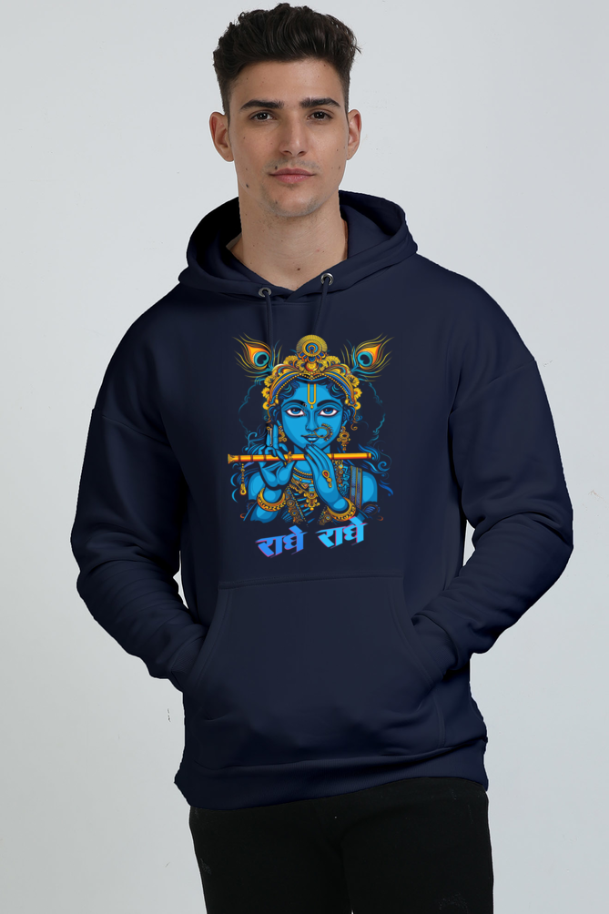 Shree Krishan Govardhan Protector Oversized Hooded Sweatshirt T-Shirts  for Men Vastrdhamm