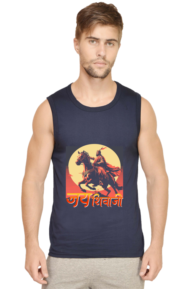 Shivaji Maharaj Valor Round Neck Sleeveless T-Shirts for Men Vastrdhamm