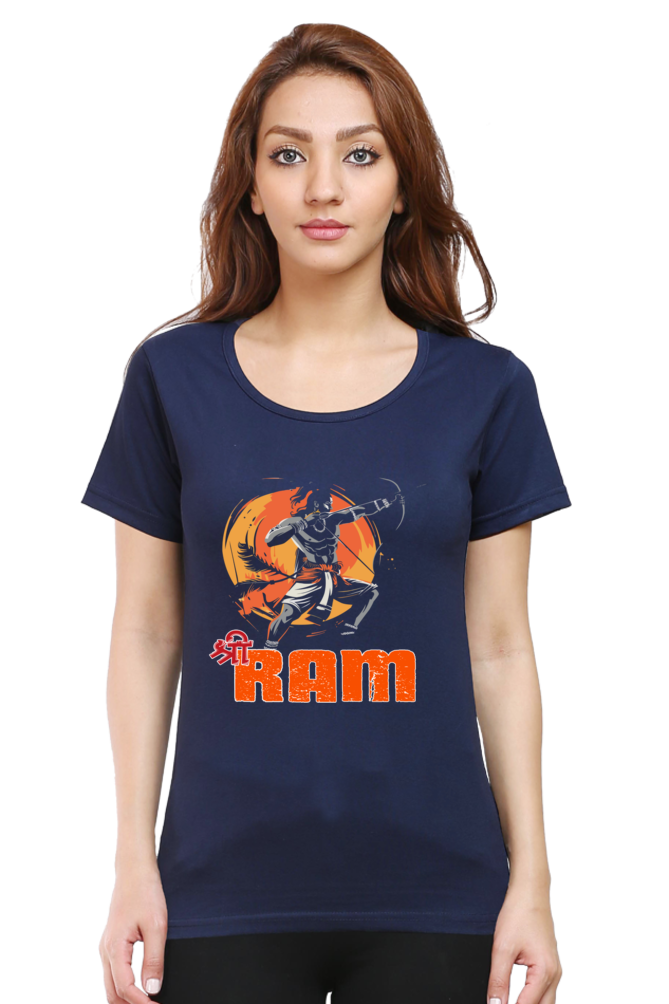 Ram Ji Ayodhya Pride Round Neck Half Sleeve Classic T-Shirts for Women Vastrdhamm