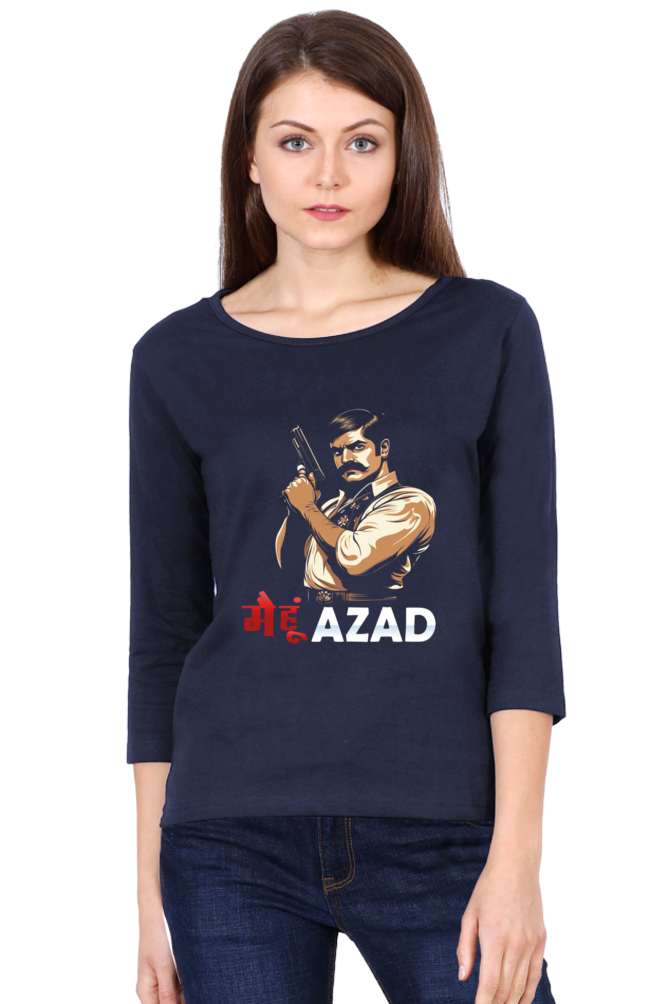 Chandra Shekhar Azad RevolutionRound Neck Full Sleeve T-Shirts for Women Vastrdhamm