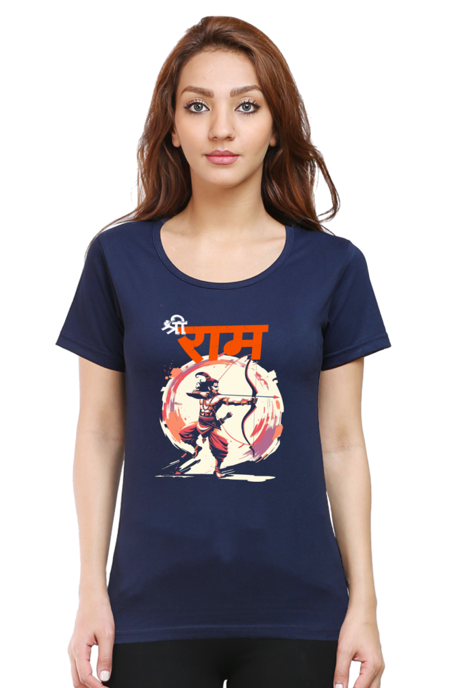 Ram Ji Eternal Dharma Round Neck Half Sleeve Classic T-Shirts for Women Vastrdhamm