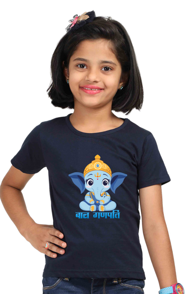 Jai Ganesha Power Round Neck Half Sleeve Classic T-Shirts for Girl Vastrdhamm