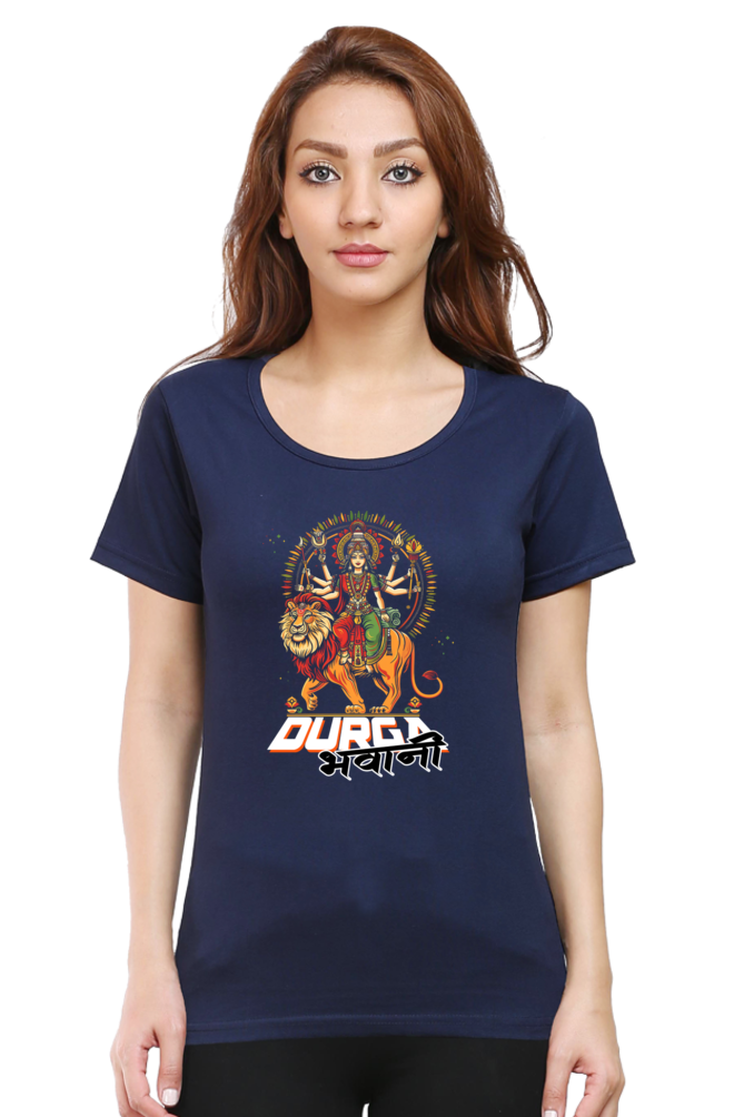 Durga Protector Round Neck Half Sleeve Classic T-Shirts for Women Vastrdhamm