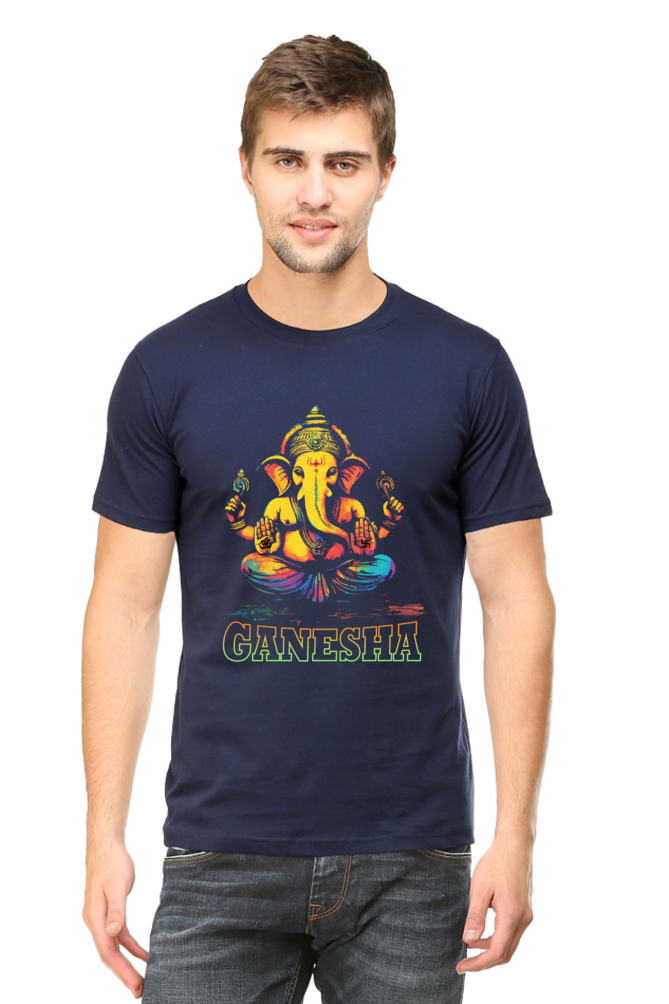 Jai Ganesha Power Round Neck Half Sleeve Classic T-Shirts for Men Vastrdhamm