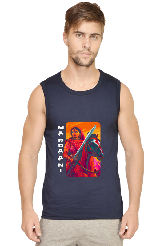 Lakshmi Bai Warrior Spirit Round Neck Sleeveless T-Shirts for Men Vastrdhamm