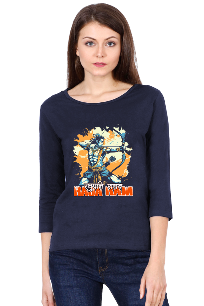 Ram Ji Warrior Spirit Round Neck Full Sleeve T-Shirts for Women Vastrdhamm