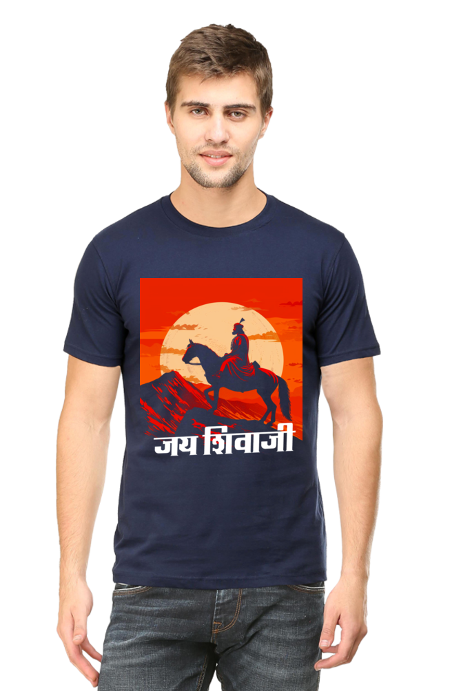 Shivaji Maharaj Protector Round Neck Half Sleeve Classic T-Shirts for Men Vastrdhamm