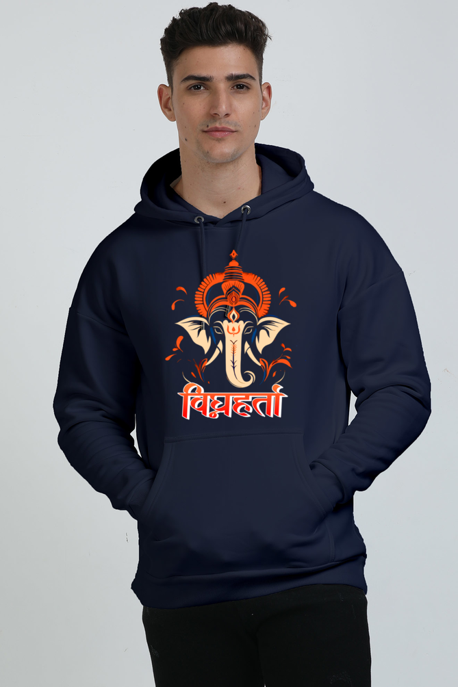 Jai Ganesha Spirit Oversized Hooded Sweatshirt T-Shirts for Men Vastrdhamm