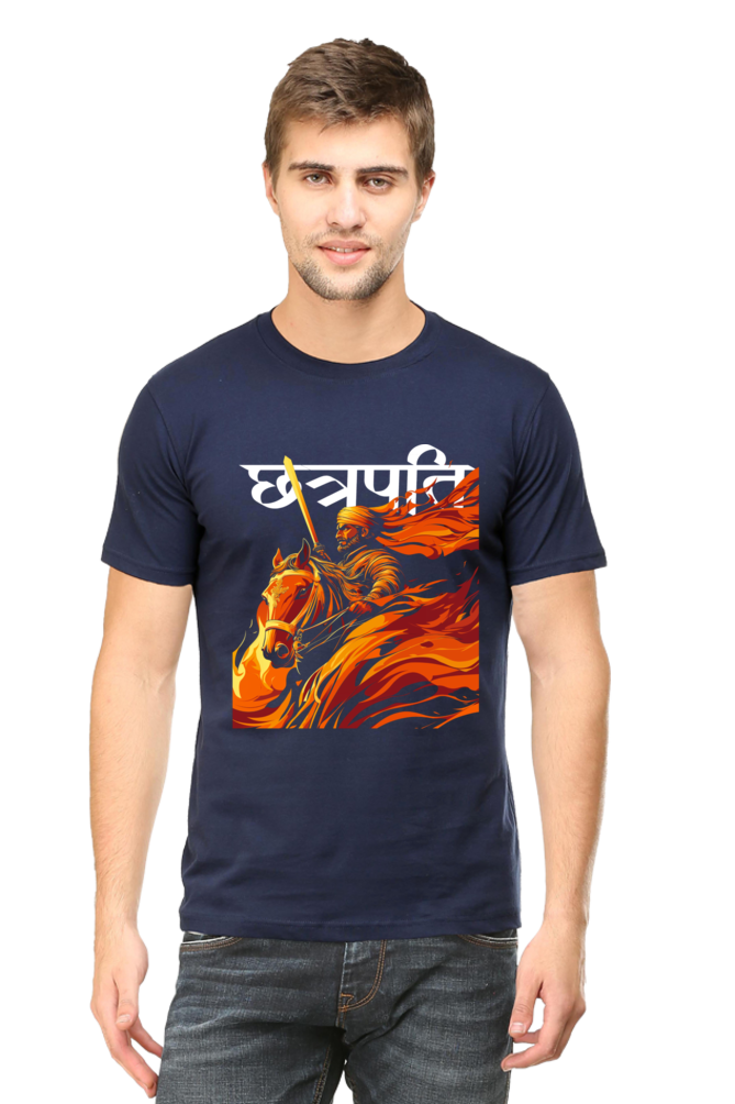 Shivaji Maharaj Valor Round Neck Half Sleeve Classic T-Shirts for Men Vastrdhamm