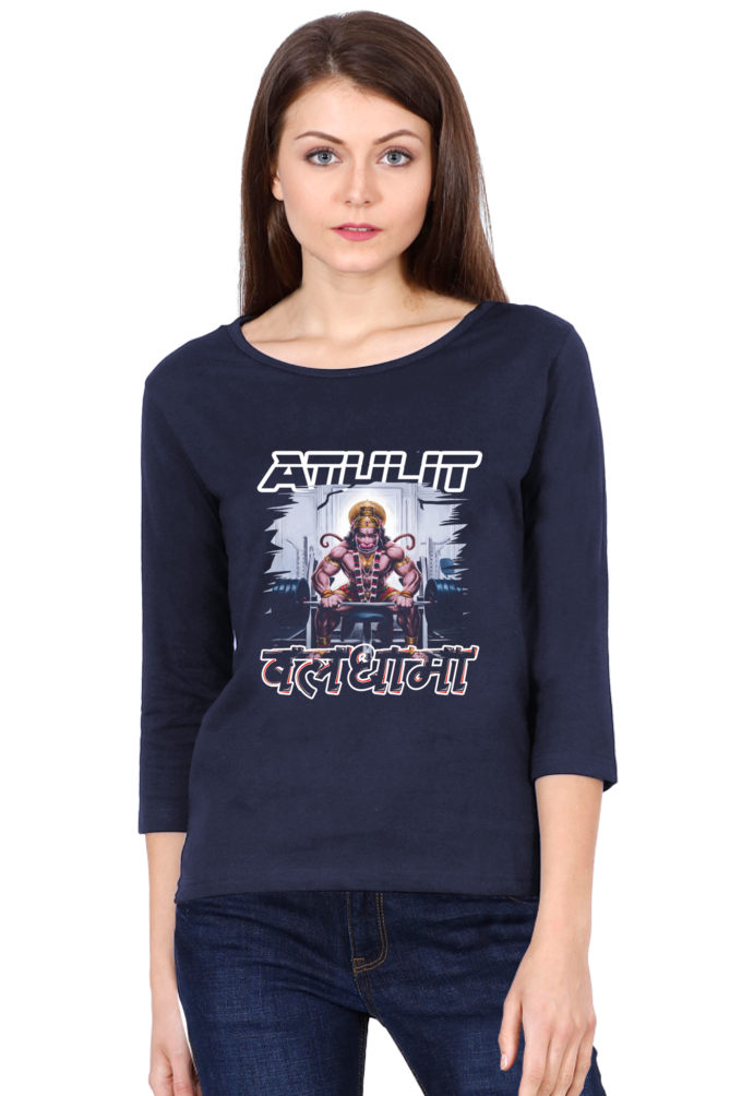 Hanuman ValorRound Neck Full Sleeve T-Shirts for Women Vastrdhamm