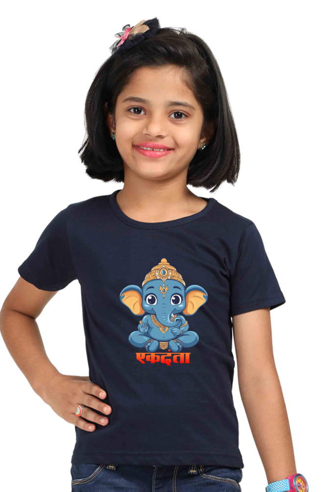 Ganesha Wisdom Round Neck Half Sleeve Classic T-Shirts for Girl Vastrdhamm