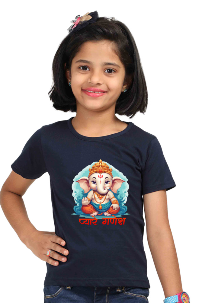 Ganesha Protector Round Neck Half Sleeve Classic T-Shirts for Girl Vastrdhamm