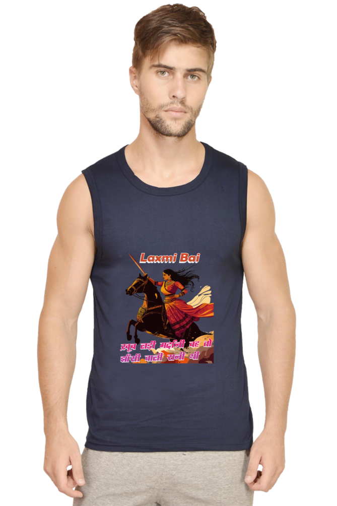 Lakshmi Bai Fierce Defender Round Neck Sleeveless T-Shirts for Men Vastrdhamm