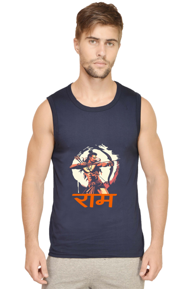 Ram Ji Divine Grace Round Neck Sleeveless T-Shirts  for Men Vastrdhamm