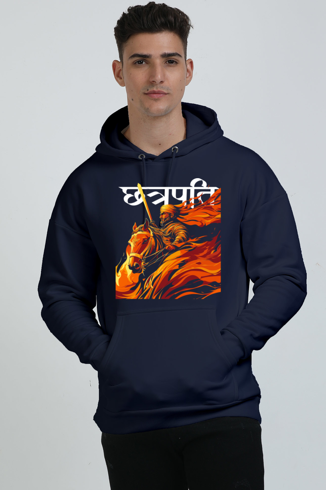 Shivaji Maharaj Valor Oversized Hooded Sweatshirt T-Shirts for Men Vastrdhamm