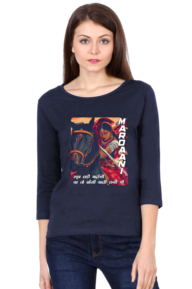 Lakshmi Bai Regal StrengthRound Neck Full Sleeve T-Shirts for Women Vastrdhamm