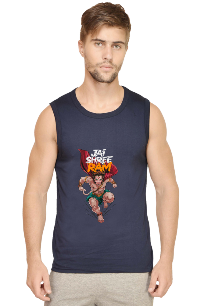 Hanuman Immortal Strength Round Neck Sleeveless T-Shirts for Men Vastrdhamm