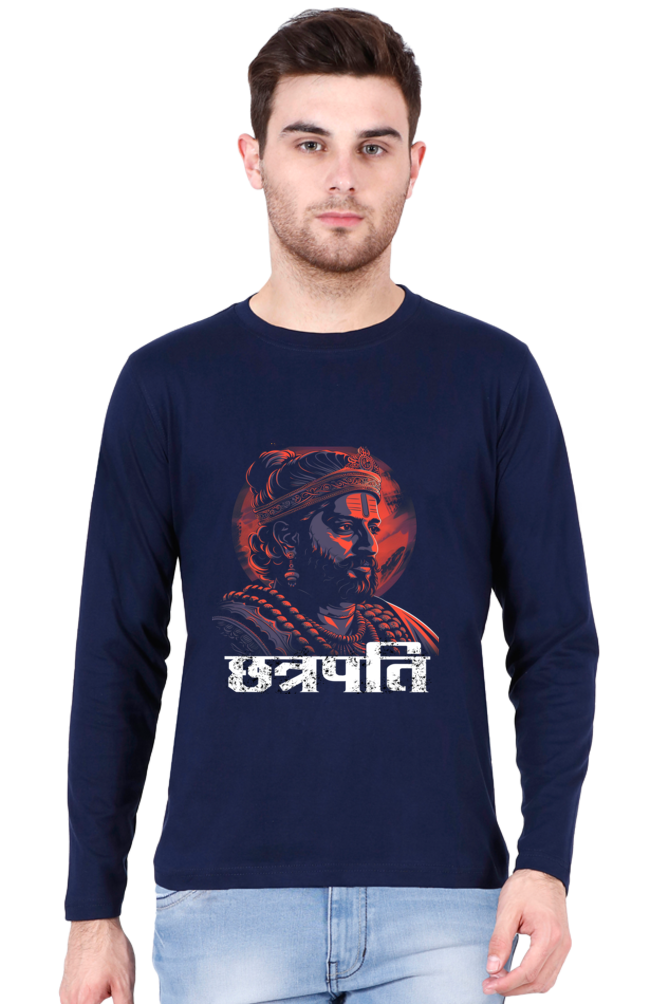 Shivaji Maharaj Protector Round Neck Full Sleeve T-Shirts for Men Vastrdhamm