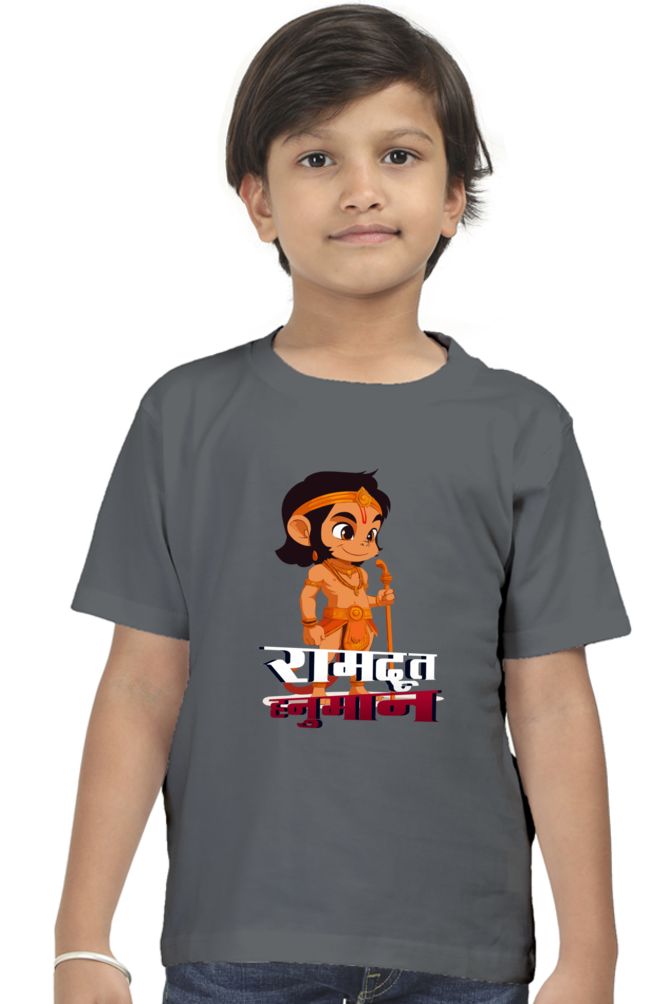 Hanuman Devotion Round Neck Half Sleeve Classic T-Shirts for Boy Vastrdhamm