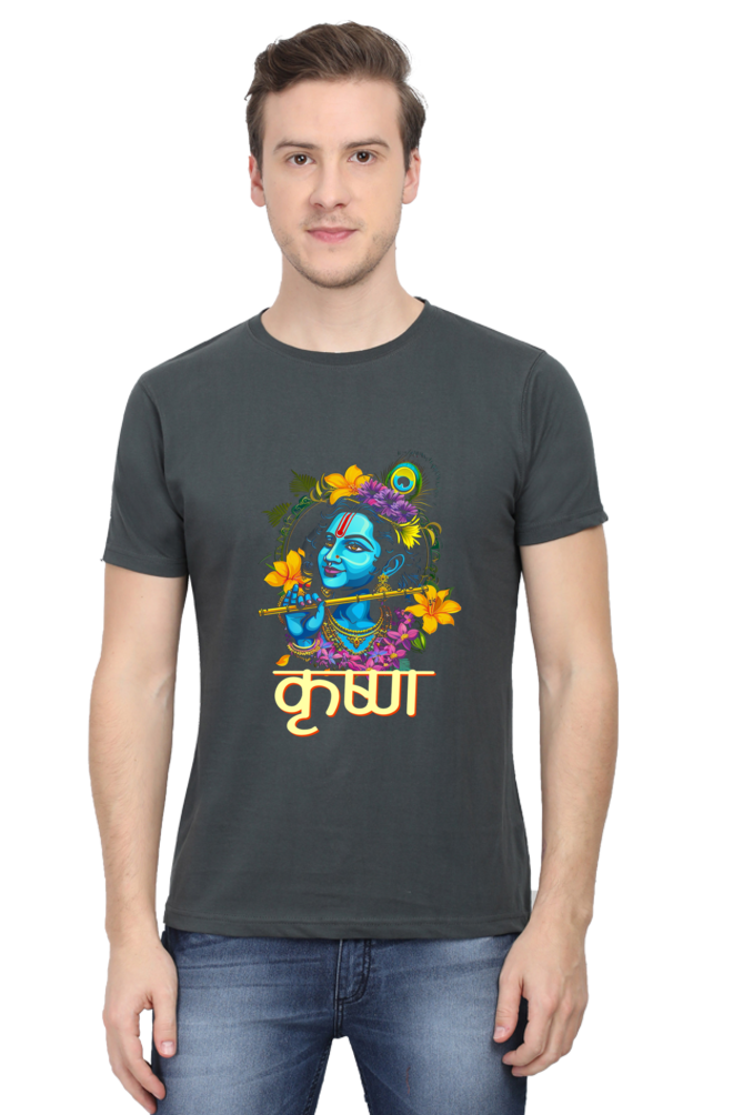 Shree Krishan Govardhan Protector Round Neck Half Sleeve Classic T-Shirts for Men Vastrdhamm