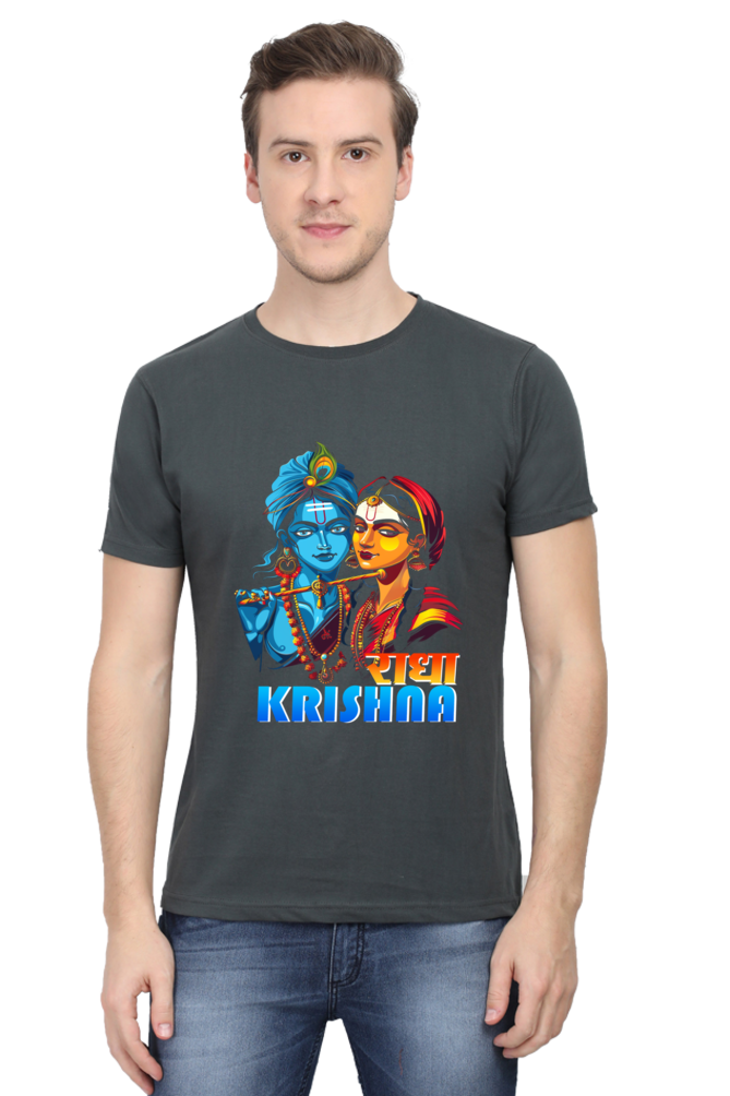 Shree Krishan Divine Love Round Neck Half Sleeve Classic T-Shirts for Men Vastrdhamm