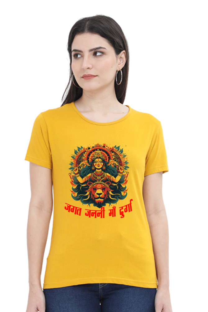 Durga Blessings Round Neck Half Sleeve Classic T-Shirts for Women Vastrdhamm