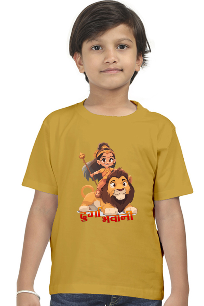 Maa Durga Warrior Round Neck Half Sleeve Classic T-Shirts for Boy Vastrdhamm