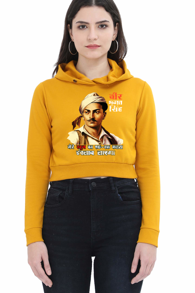 Shaheed Bhagat SinghCrop Hoodies for Women Vastrdhamm