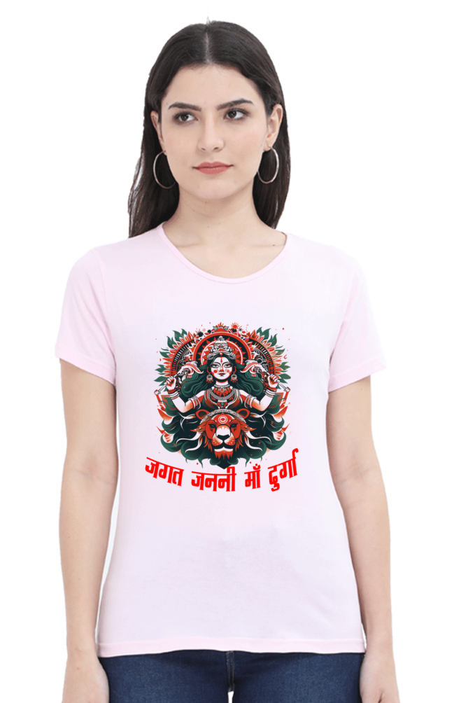 Durga Blessings Round Neck Half Sleeve Classic T-Shirts for Women Vastrdhamm