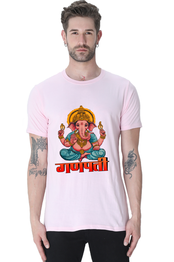 Jai Ganesha Victory Round Neck Half Sleeve Classic T-Shirts for Men Vastrdhamm