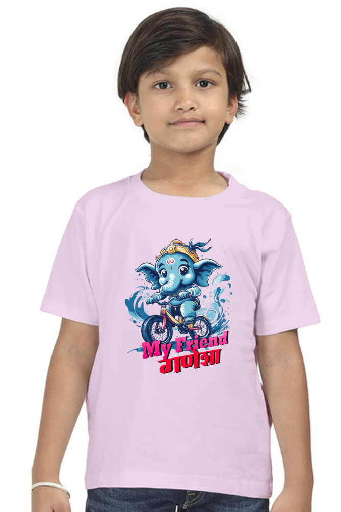 Jai Ganesha Blessings Round Neck Half Sleeve Classic T-Shirts for Boy Vastrdhamm