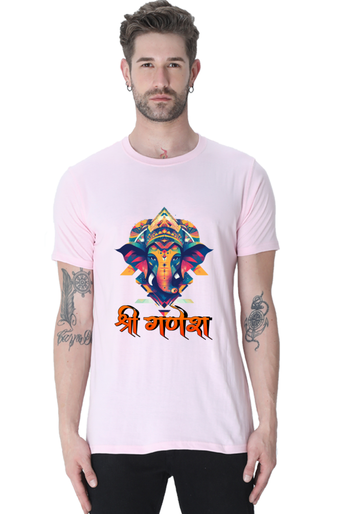 Jai Ganesha Protector Round Neck Half Sleeve Classic T-Shirts for Men Vastrdhamm