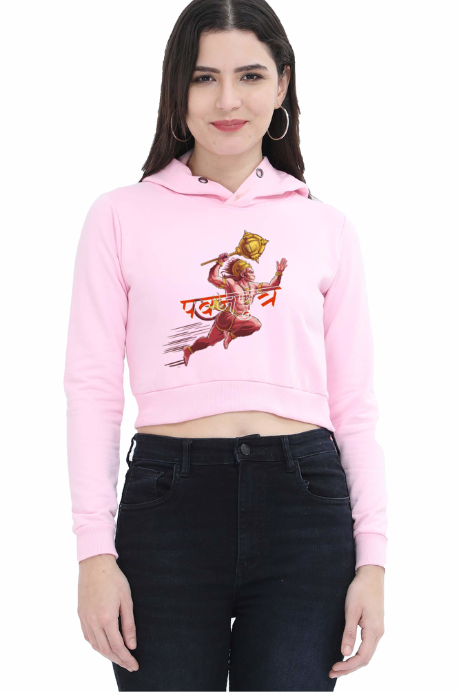 Hanuman Mountain LifterCrop Hoodies for Women Vastrdhamm