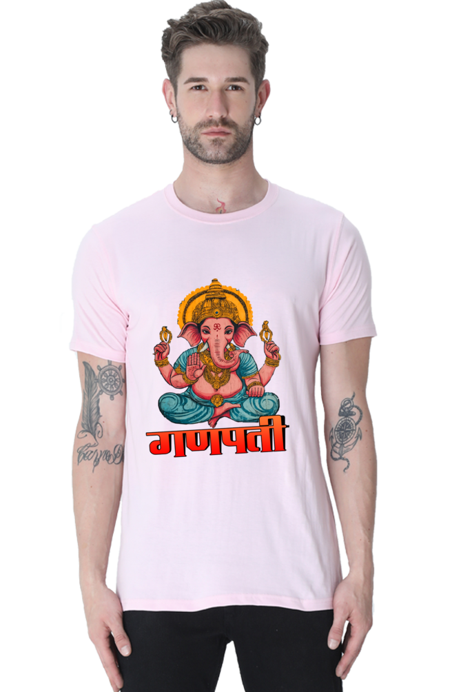 Jai Ganesha Victory Round Neck Half Sleeve Classic T-Shirts for Men Vastrdhamm