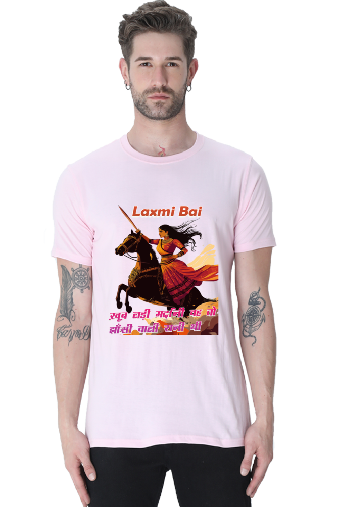 Lakshmi Bai Fierce Defender Round Neck Half Sleeve Classic T-Shirts for Men Vastrdhamm