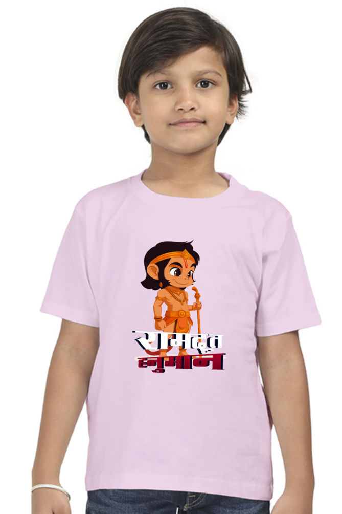 Hanuman Devotion Round Neck Half Sleeve Classic T-Shirts for Boy Vastrdhamm