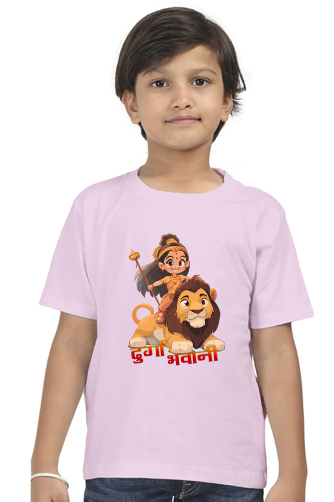 Maa Durga Warrior Round Neck Half Sleeve Classic T-Shirts for Boy Vastrdhamm