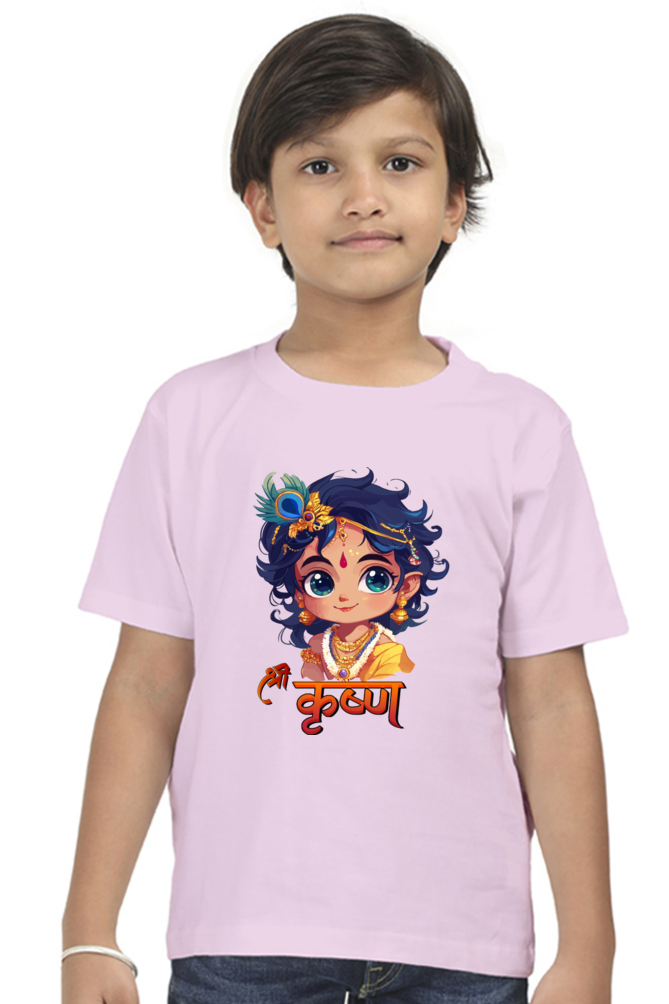 Shree Krishan Flute Melody Round Neck Half Sleeve Classic T-Shirts for Boy Vastrdhamm