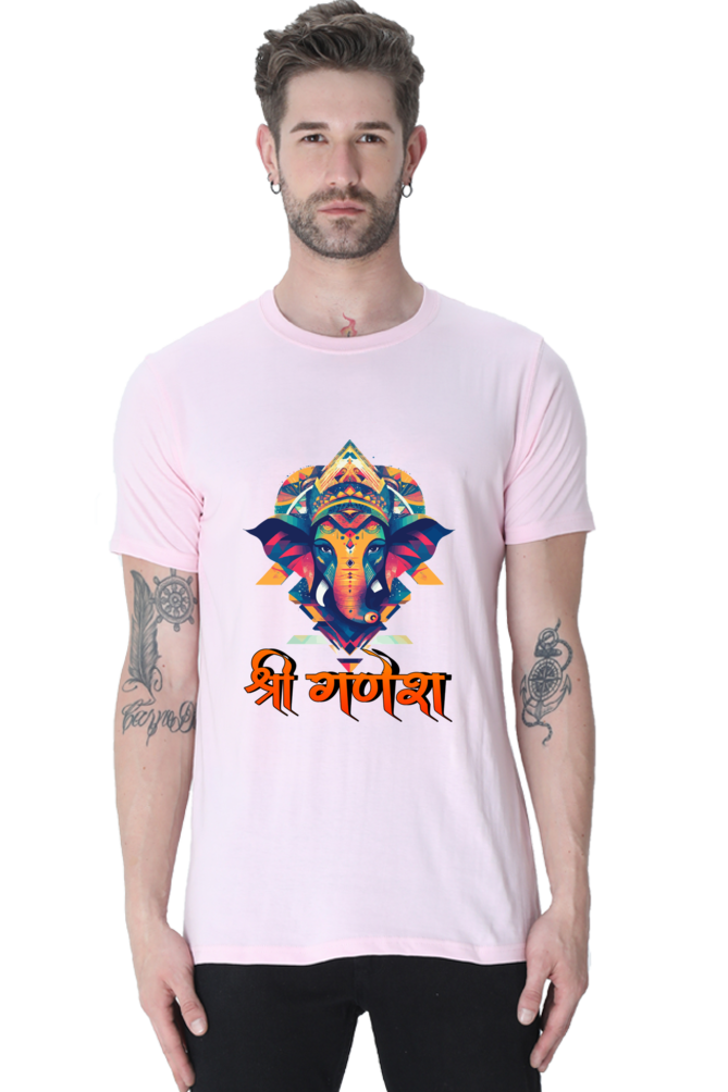 Jai Ganesha Protector Round Neck Half Sleeve Classic T-Shirts for Men Vastrdhamm