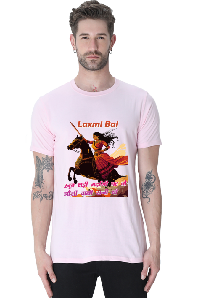 Lakshmi Bai Fierce Defender Round Neck Half Sleeve Classic T-Shirts for Men Vastrdhamm