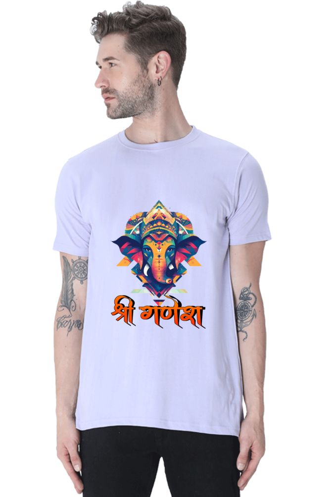 Jai Ganesha Protector Round Neck Half Sleeve Classic T-Shirts for Men Vastrdhamm